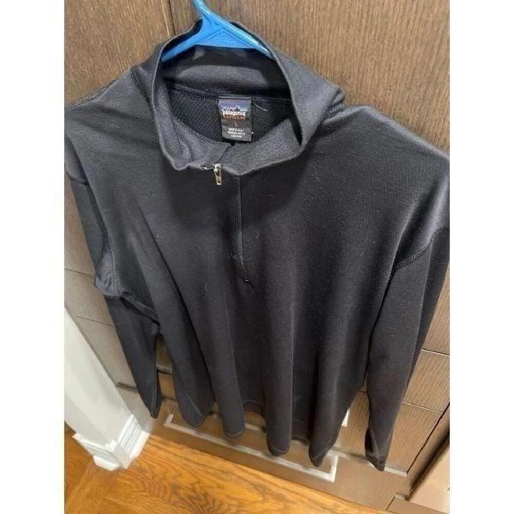 PATAGONIA CAPILENE Men's Activewear Size L large black 1/4 Zip Pullover